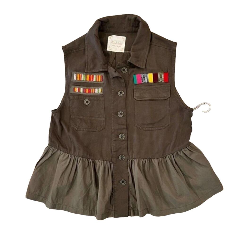 NWT Altar'd State Olive/Brown Cargo Boho Festival Utility Vest - SIZE SMALL